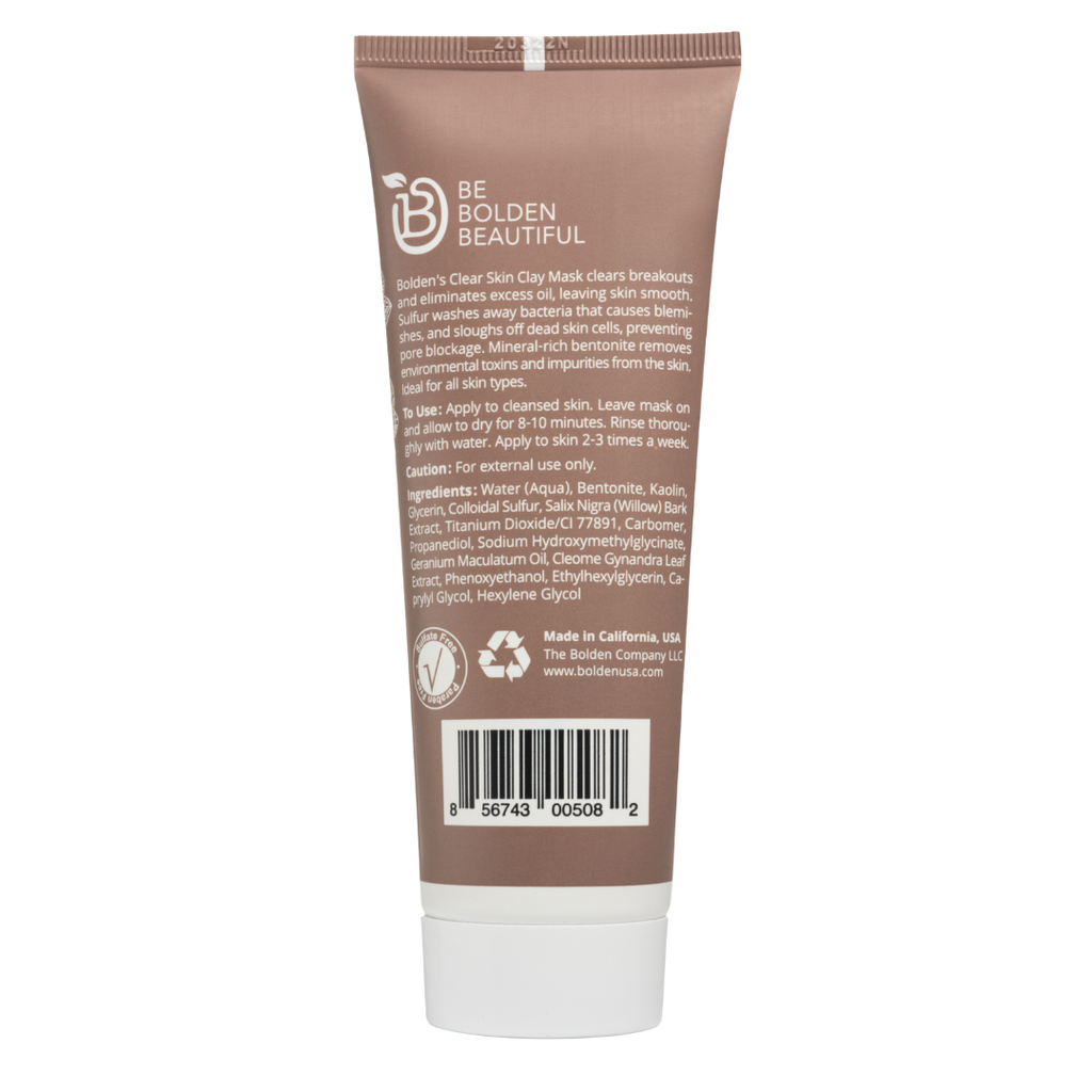Bolden Clay Mask | Sulfur & Willow Bark Acne Treatment for Clear