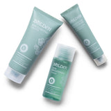 Travel sizes of Bolden cleanser, toner and sunscreen