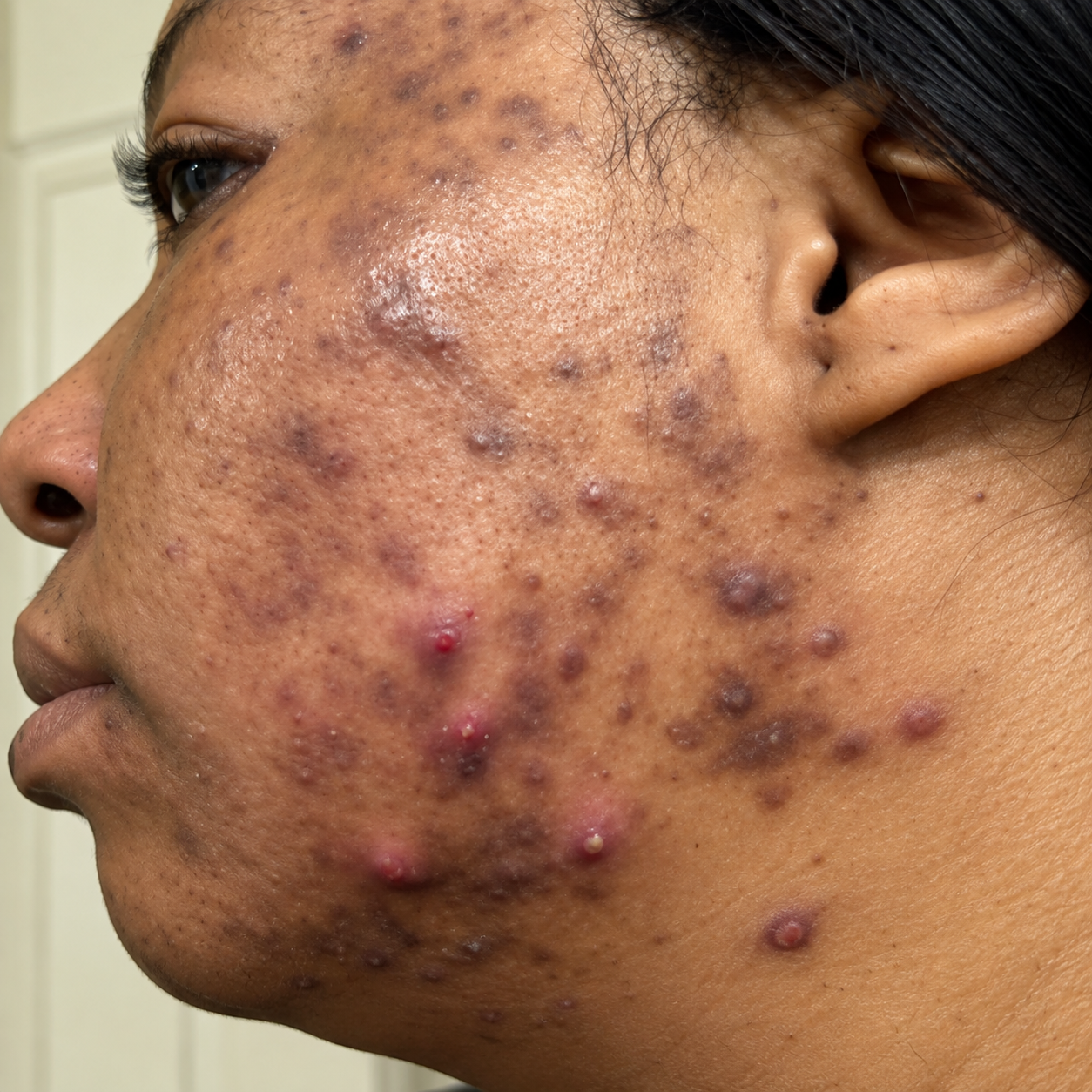 Before — day 1, cheek close-up